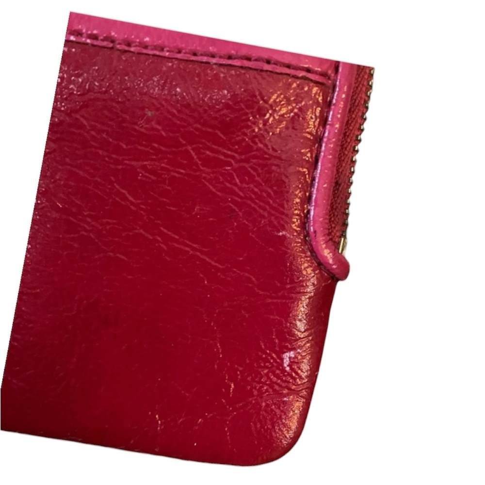 Coach Poppy Wristlet RedPink Gently Pre Loved H 4"x W 5"  Strap 6" Coach Tag - Picture 5 of 8